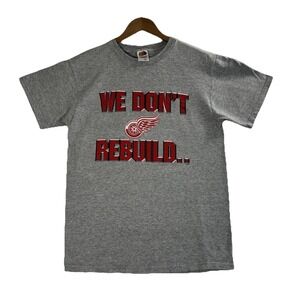 Vintage 90s Detroit Red Wings Medium Grey We dont rebuild We Just Reload